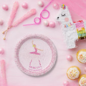 Ballerina Glitzer Confetti Geburtstagsdesign Pappteller (Party)