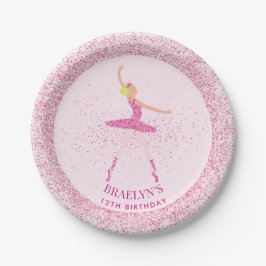 Ballerina Glitzer Confetti Geburtstagsdesign Pappteller
