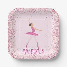 Ballerina Glitzer Confetti Geburtstagsdesign Pappteller