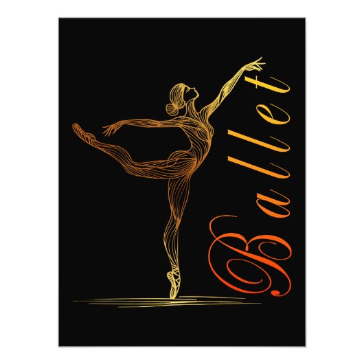 Ballerina Golden Line Kunst, Dichtung und Musik Po Fotodruck (Vorne)