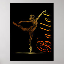 Ballerina Golden Line Kunst, Dichtung und Musik Po Poster
