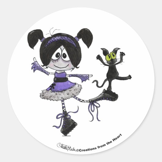 Ballerina Goth Style Runder Aufkleber (Vorderseite)
