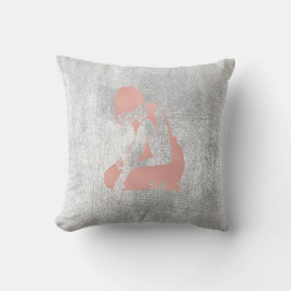 Ballerina Gray Grungy Metallic Silver Grau Pink Kissen