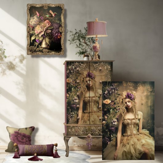 Ballerina Green, Hummingbird & Floral Portrait Seidenpapier