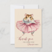 Ballerina Hamster Birthday Dance Party Vielen Dank Dankeskarte (Vorderseite)