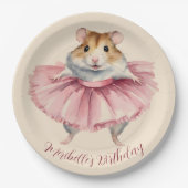 Ballerina Hamster Girl Birthday Pappteller (Vorderseite)