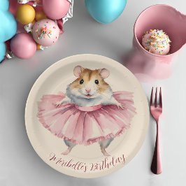 Ballerina Hamster Girl Birthday Pappteller