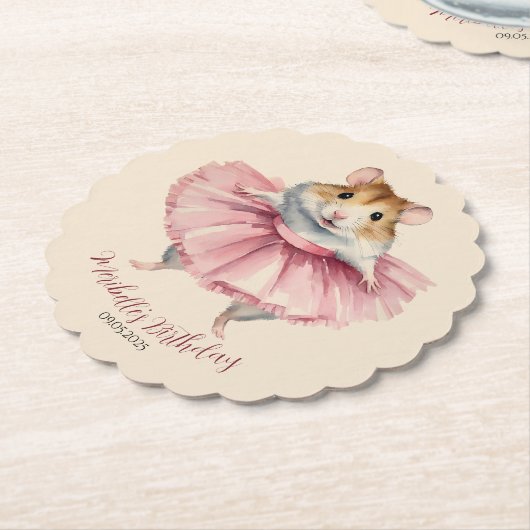 Ballerina Hamster Girl Birthday Untersetzer (angewinkelt)