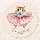 Ballerina Hamster Girl Birthday Untersetzer (Vorderseite)