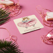 Ballerina Hamster Girl Birthday Vielen Dank Rechteckiger Pappuntersetzer