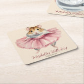 Ballerina Hamster Girl Birthday Vielen Dank Rechteckiger Pappuntersetzer (angewinkelt)