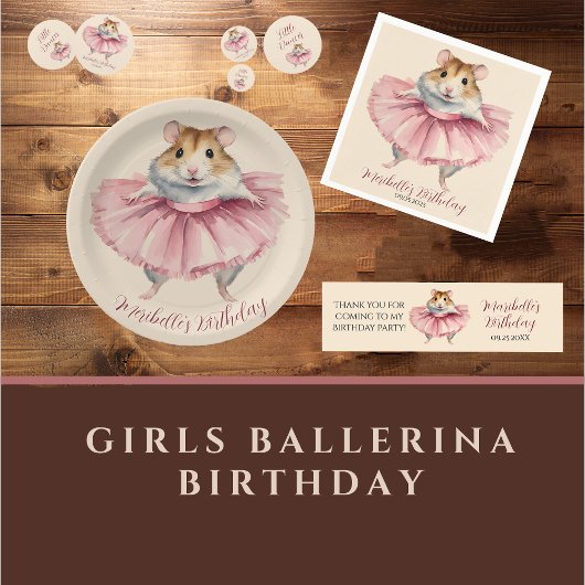 Ballerina Hamster Girl Birthday Vielen Dank Serviette
