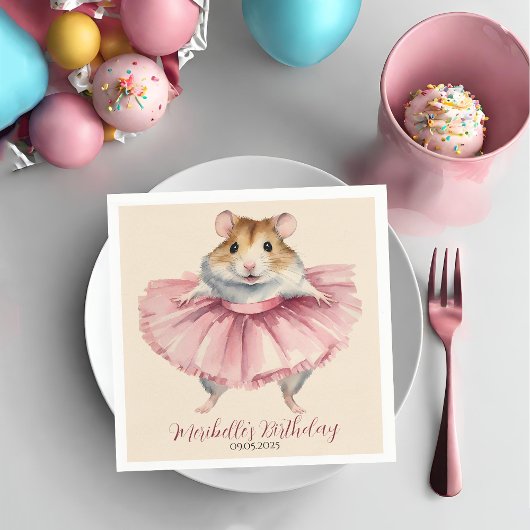 Ballerina Hamster Girl Birthday Vielen Dank Serviette