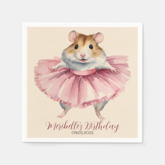 Ballerina Hamster Girl Birthday Vielen Dank Serviette (Vorderseite)