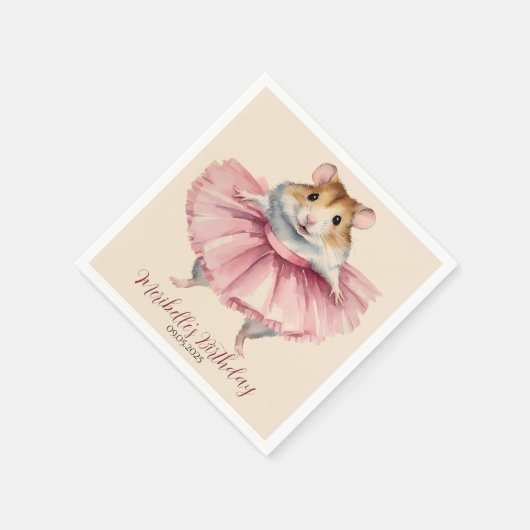 Ballerina Hamster Girl Birthday Vielen Dank Serviette (Ecke)