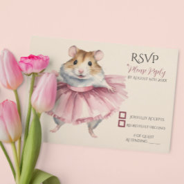Ballerina Hamster Girls Geburtstag RSVP Karte