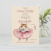 Ballerina Hamster Girls Geburtstagsparty Einladung (Stehend Vorderseite)