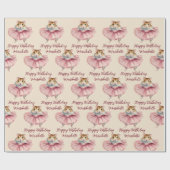 Ballerina Hamster Girls Personalisiert Geburtstag Geschenkpapier (Flach)