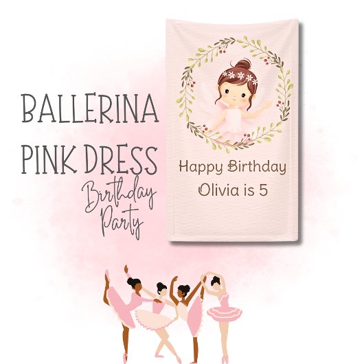 Ballerina Happy 5. Geburtstag Pink Party Banner