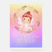 Ballerina Happy 5. Geburtstag Pink Party Banner Acrylschild (Vorderseite)