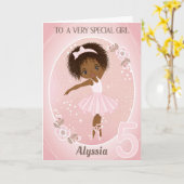 Ballerina Happy Birthday Card | 5 Jahre altes Mädc Karte (Gelbe Blume)