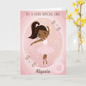 Ballerina Happy Birthday Card | 6 Jahre altes Mädc Karte (Gelbe Blume)