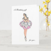 Ballerina Happy Birthday Card Karte (Gelbe Blume)