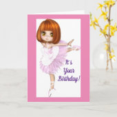 Ballerina Happy Birthday Karte (Gelbe Blume)