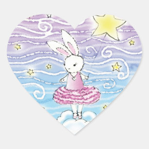 Ballerina-Häschen-Aufkleber Herz-Aufkleber