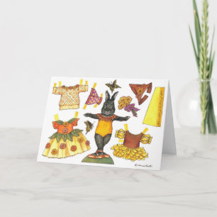 Ballerina-Häschen-Halloweenpapierpuppenkarte Karte