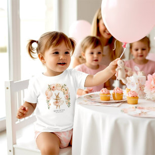 Ballerina Häschen Rose Arch Geburtstagsmädchen T-S Baby T-shirt