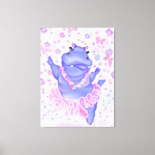 Ballerina Hippo Canvas Print Ballet Dancer Leinwanddruck