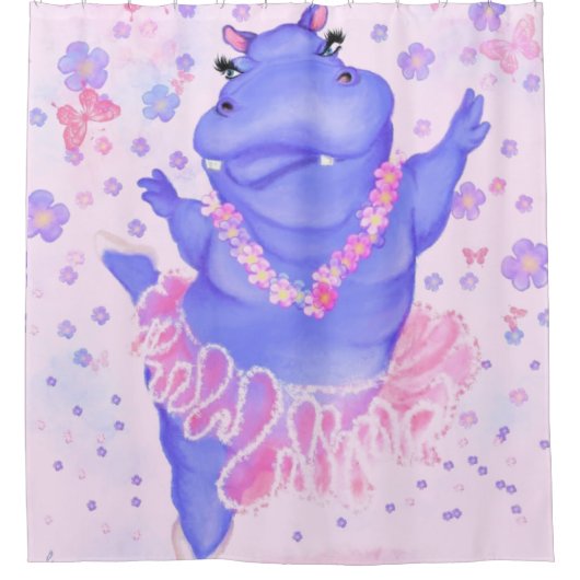 Ballerina Hippo Duschvorhang (Vorderseite)