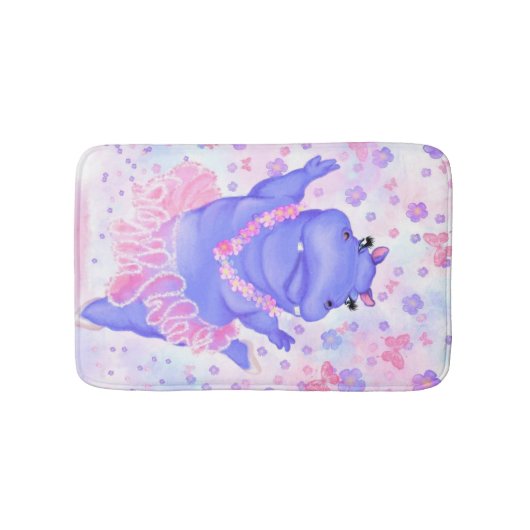 Ballerina Hippo Funny Bath Mat Happy Ballet Dancer Badematte (Vorderseite)