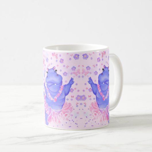 Ballerina Hippo Funny Mug Happy Ballet Dancer Kaffeetasse (VorderseiteRechts)