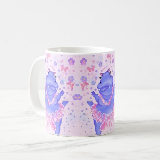 Ballerina Hippo Funny Mug Happy Ballet Dancer Kaffeetasse (Vorderseite Links)