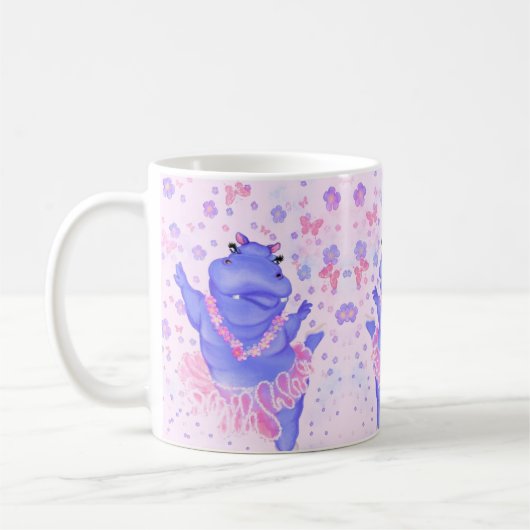 Ballerina Hippo Funny Mug Happy Ballet Dancer Kaffeetasse (Links)