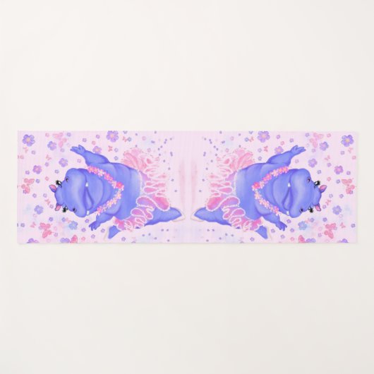 Ballerina Hippo Funny Yoga Mat Happy Ballet Dancer Yogamatte (Vorderseite (Horizontal))
