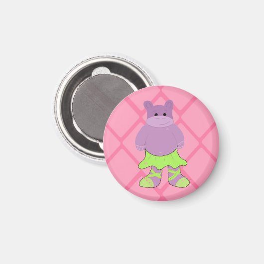 Ballerina Hippo Magnet (Vorderseite/Rückseite)