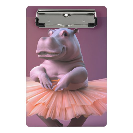 Ballerina Hippo Mini Klemmbrett (Vorderseite)