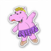 Ballerina Hippo mit Tutu Aufkleber (Vorderseite)