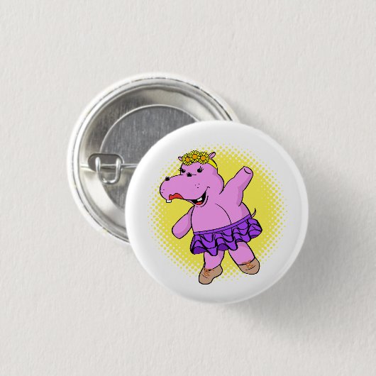 Ballerina Hippo mit Tutu Button (Vorne & Hinten)
