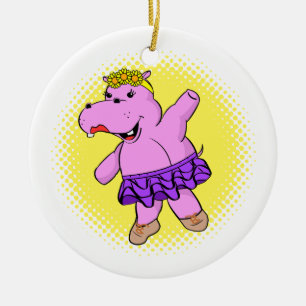 Ballerina Hippo mit Tutu Keramik Ornament