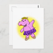 Ballerina Hippo mit Tutu Postkarte (Vorne/Hinten)