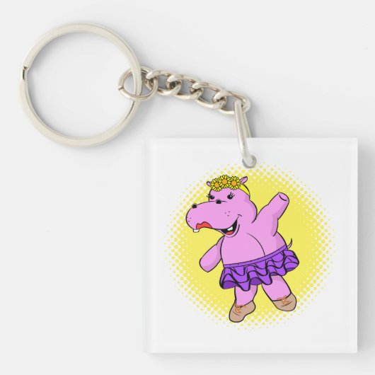 Ballerina Hippo mit Tutu Schlüsselanhänger (Vorderseite)