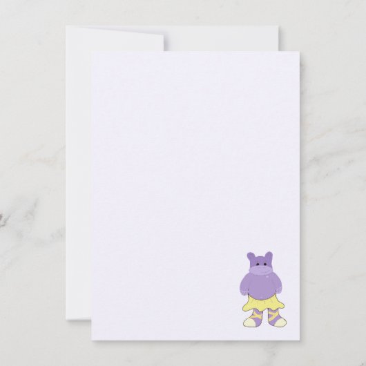 Ballerina Hippo Party Einladung (Rückseite)