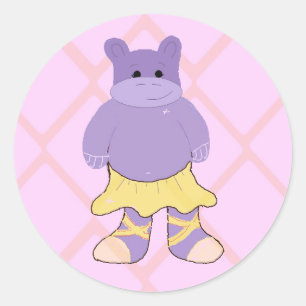 Ballerina Hippo Runder Aufkleber
