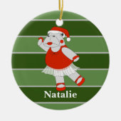 Ballerina Hippo WeihnachtsSpecial Keramik Ornament (Vorne)