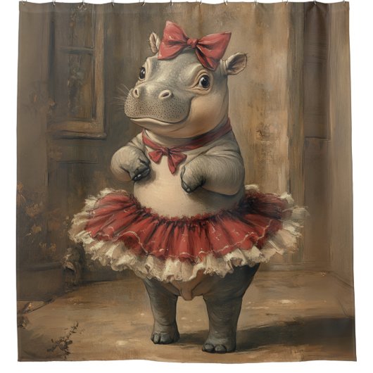 Ballerina Hippos Christmas Tutu Duschvorhang (Vorderseite)