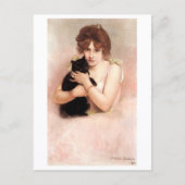 Ballerina Holding Black Cat Belleuse Postkarte (Vorderseite)